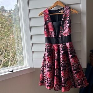 Eva Mendes for New York & Company Pink and Black Floral Dress